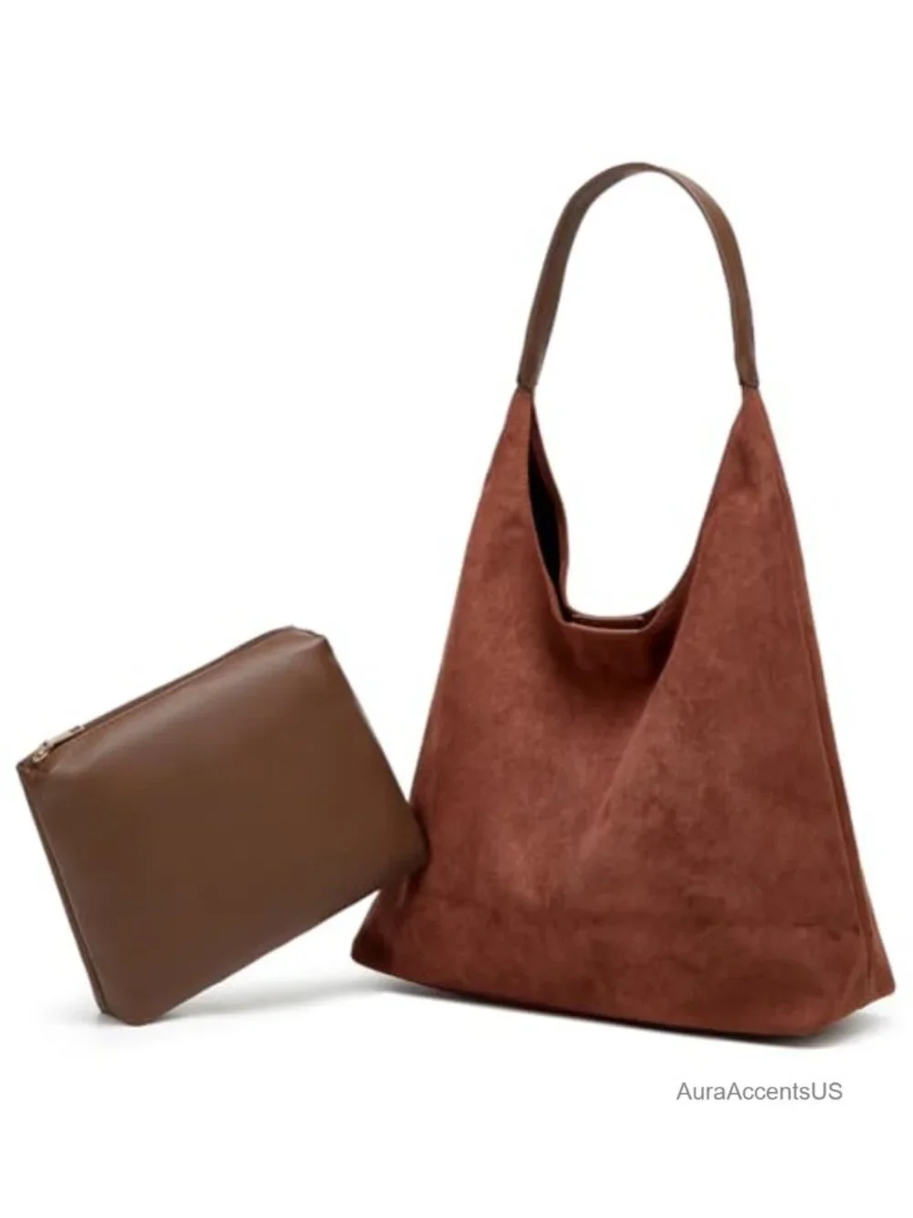 Faux Suede Leather Slouchy Hobo Shoulder Bag Large Tote Purse Women Work Casual